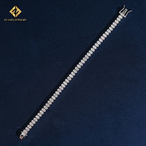 S925 Silver Round Brilliant Cut Moissanite Tennis Bracelet Pass Diamond Tester 5MM Full <b>Iced</b> <b>Out</b> <b>Chain</b> GRA Certified Bracelet - Product Image 5