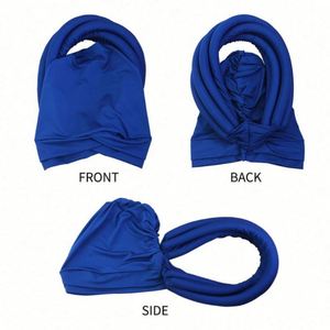 Nouveau style tendance : Turban pré-noué à cinq tresses, accessoires pour femmes africaines, couleur unie, personnalisable, en polyester extensible - Product Image 4