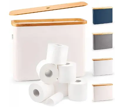 Cesta de papel higiénico-Almacenamiento de papel higiénico-El Mejor Organizador de baño-Cesta de almacenamiento de bambú, cesta de soporte de papel higiénico