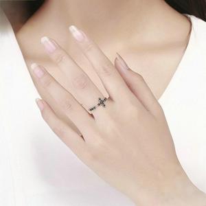 Design elegante Gothic Black Zircon <span class=keywords><strong>Retro</strong></span> <span class=keywords><strong>Ring</strong></span> 925 Sterling Silver Adequado para homens e mulheres - Product Image 2