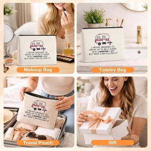 Bolsa de Maquillaje de Lona para Regalos de Camping para Mujeres Campistas, Bolsa de Cosméticos para Mujer, Bolsa de Aseo de Viaje con Cierre - Product Image 4