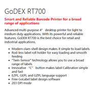 GoDEX Printer Barcode, RT700 203dpi EZPL GEPL dan GZPL bahasa mendukung aplikasi ritel dan Industri