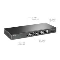 TP-Link Conmutador Gigabit de 24 puertos, 24 puertos, 4 ranuras SFP, Omada SDN integrado L2 +, conmutador de enrutamiento estático IPv6 gestionado inteligente, TP-Link