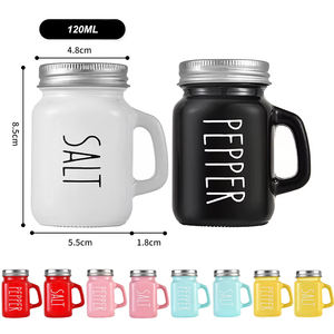 Glas Schwarz Weiß Gewürz streuer mit Edelstahl deckel und Griff Niedlicher Salz pfeffers treuer 2er Pack Salz-und Pfeffers treuer Set - Product Image 2