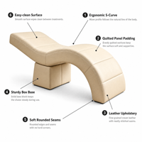 Lit de beauté incurvé réglable de luxe avec appui-tête fixe en cuir PU PVC et structure métallique pour mobilier de salon commercial