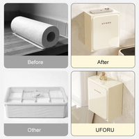 Organisateur mural multifonctionnel UFORU pour cuisine, salle de bain, toilettes, bureau, avec poubelle à couvercle rabattable, en plastique