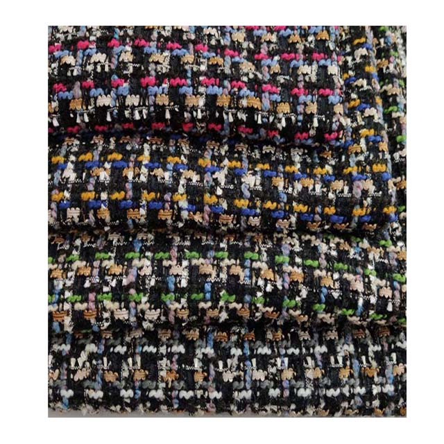 Оптовая продажа, твидовая ткань, необычная пряжа, окрашенная твидовая ткань из полиэстера, в наличии, дешевая ткань для пальто и женского платья