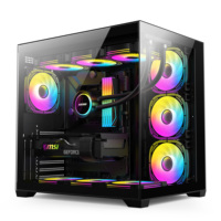 AntarcChill Factory OEM White Panoramic ATX Gaming Computer Case Tempered Glass Mid Tower Chassis Support 10 Fans 360mm Radiator