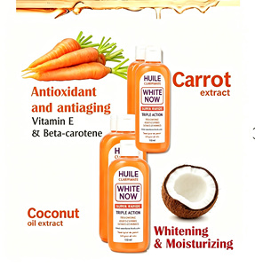 Olio Corpo Liquido Carrot HUILE CLARIFIANTE <span class=keywords><strong>WHITE</strong></span> <span class=keywords><strong>NOW</strong></span> Biologico Extra Peeling Sbiancante per Viso e Corpo con Vitamina C e Aloe Vera - Product Image 3