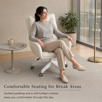 Chaise de bar en cuir réglable à dossier haut avec coussin lombaire capitonné ivoire pour la maison, le bureau, la chambre, l'espace de lecture, l'hôtel, la salle à manger