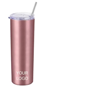 Custom Logo 20oz Skinny Tumbler 304 Stainless Steel Vacuum <b>Insulated</b> Eco-Friendly Travel <b>Mug</b> with Straw for Daily Outdoor Use - Product Image 1