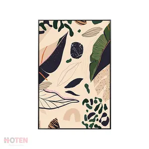 Hand-painted modern abstract plants and flowers sofa background wall hanging painting living room vertical decorative painting