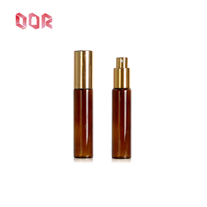 Bouteille en verre d'huile essentielle transparente ambrée épaisse et haute de 30 ml, bouteilles de parfum en verre avec bouchon pulvérisateur noir doré, personnalisable - Product Image 2