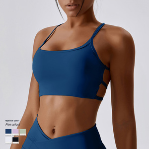 Ropa de fitness GC, sujetador deportivo para mujer, ropa deportiva acolchada con espalda cruzada para mujer, Sujetador deportivo de manga corta - Product Image 3