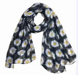 Nieuwe Ontwerp Populaire Daisy Bloem Print Sjaal Voor Vrouwen