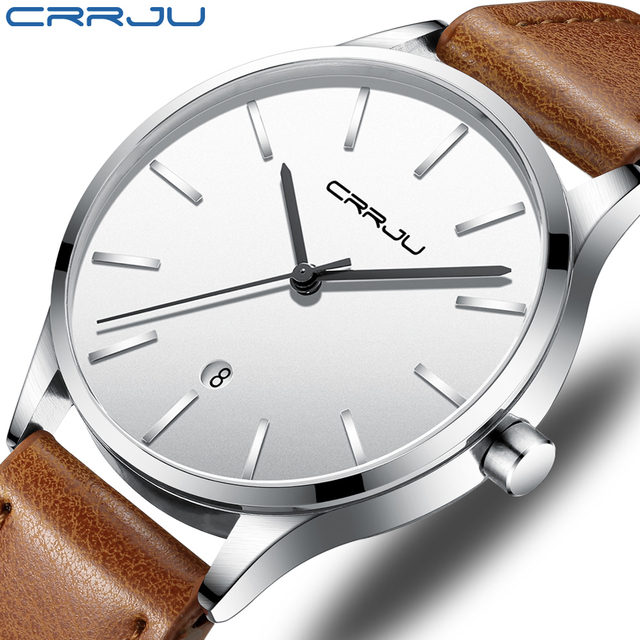 CRRJU 2170 Novelty Funky Top Brand Customize Factory Price Chronograph Best Price Men Quartz Watches With Genuine Leather Band