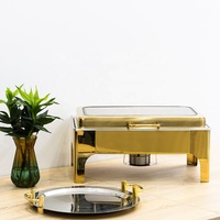 Ensemble de buffet en acier inoxydable 9L or rectangulaire hydraulique oblongue marmite rectangulaire chauffe-plats fêtes décorations de vaisselle