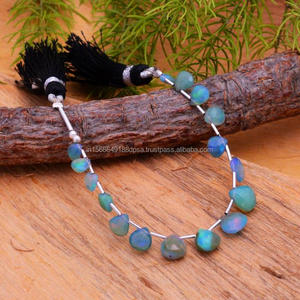 Opale éthiopienne exclusive de qualité supérieure à facettes en forme de coeur perles de pierres précieuses faites à la main incroyable fabrication de bijoux naturels Bracelet collier - Product Image 3