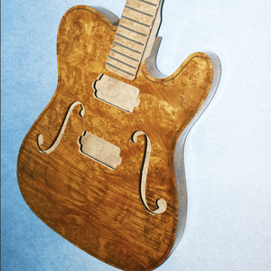 <span class=keywords><strong>Guitarra</strong></span> Eléctrica Artesanal de Arco Violinado de Arce Rizado y Abeto, Semiterminada, Cuerpo Hueco Tallado, Estilo Jazz, Yunzhi Custom - Product Image 1