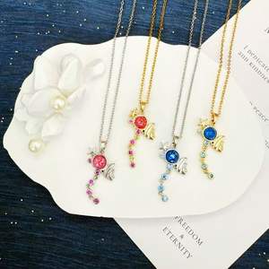 Collar con Colgante de Estrella de Mar y <span class=keywords><strong>Luna</strong></span>, Cristal Rosa y Azul, Collar con Colgante de <span class=keywords><strong>la</strong></span> Serie Océano Romántico para Mujer, Joyerí<span class=keywords><strong>a</strong></span> Personalizada - Product Image 1