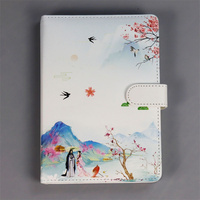 Carnet de notes à couverture rigide personnalisé avec impression simple style aquarelle, fermeture magnétique, feuilles mobiles et reliure spirale cousue