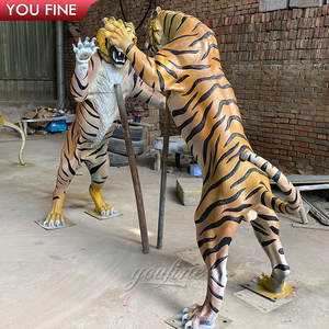 Escultura de Tigre Luchador de Bronce para Jardín Grande, Estatua de Animal - Product Image 5
