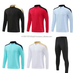 Half-Zip Long Sleeve Football Jersey Set Customizable Print Teenagers Breathable Quick Dry Anti-UV Training Wear Sportswear - Product Image 3