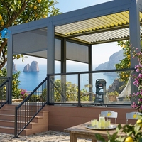 Pergola motorisée Sweet Home avec stores intégrés, structure en aluminium, toit rétractable, décorations de jardin écologiques