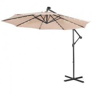 Parasol autoportant solaire 3 mètres beige avec système d'inclinaison, mobilier d'extérieur, mât en acier inoxydable, tissu polyester - Product Image 1