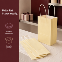 Sacs en papier kraft couleur unie marron avec poignées en papier pour les boutiques de cosmétiques et de beauté, liste de prix de gros, impression de logo personnalisé