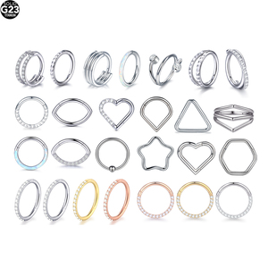 <span class=keywords><strong>Anello</strong></span> di segmento incernierato in titanio 18G dorate naso Piercing setto Clicker orecchini Tragus cartilagine ASTM gioielli in magazzino - Product Image 2