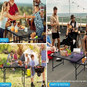 <span class=keywords><strong>Mesa</strong></span> <span class=keywords><strong>Plegable</strong></span> Portátil <span class=keywords><strong>con</strong></span> Asa de Transporte y Altura Ajustable para Campamento y Picnic al Aire Libre <span class=keywords><strong>con</strong></span> <span class=keywords><strong>Alas</strong></span> Extensibles - Product Image 6