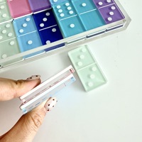 Jeu de dominos en acrylique personnalisé, transparent et coloré, jeu de table éducatif pour la famille et cadeau, 19x11x3cm, non écologique