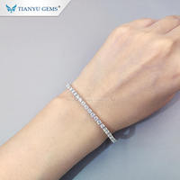 Bracelet Tianyu personnalisé en or blanc 14 carats avec moissanite incolore de 3 mm, 150 mm, design élégant pour les fêtes et les occasions formelles
