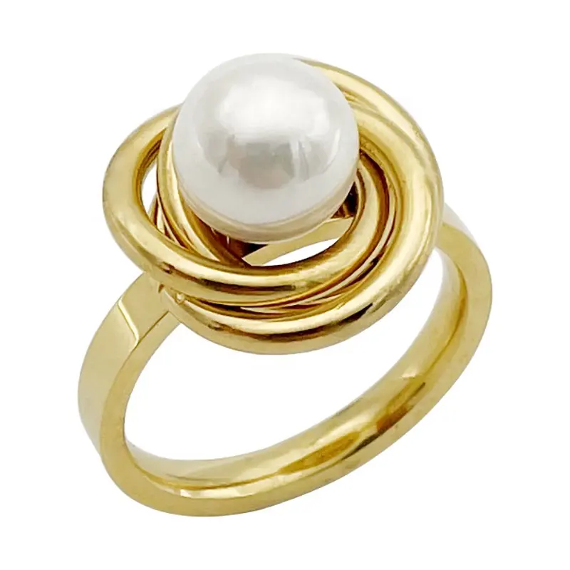 Anéis De Noivado De Pérola De Alta Qualidade 18K Banhado A Ouro Rosa Anel De Luxo Para Mulher Menina Moda Jóias Presente Charming Ring