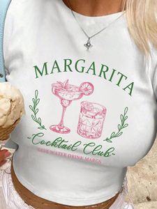 Camiseta Corta Ajustada para Mujer, Estilo Casual, de Poliéster Transpirable, con Logotipo Bordado y Estampado, Estilo Hip-Hop Urbano - Product Image 6