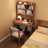 Escritorio Ergonómico de Madera Maciza con Altura Ajustable y Estantería Integrada para Oficina en Casa y Dormitorio