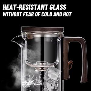 Nhà máy nóng bán 800ml tách nước huyền diệu Kính ấm trà với lọc và tay cầm bằng gỗ - Product Image 4