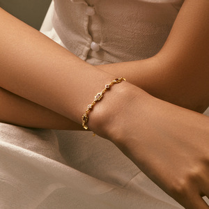 S925 silver Women's 18K Solid Gold Ruby <b>Bracelet</b> With Baguette Cut Diamonds Geometric Chain Link Classic Everyday Wear - Product Image 3
