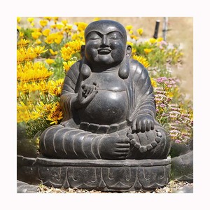 Décoration de jardin en gros bon marché fabriquée en usine Sculpture en pierre naturelle <span class=keywords><strong>Statue</strong></span> de <span class=keywords><strong>Bouddha</strong></span> riant en marbre blanc grandeur nature personnalisée - Product Image 4