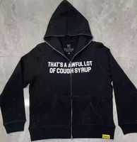 Vêtements pour hommes : Sweat à capuche Cough Syrup Diamond pour homme, qualité supérieure, 100% coton, avec strass, style streetwear épais