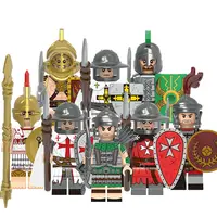 X0320 Middeleeuwse Warrior Romeinse Leger Gladiator Ridder Guard Templar Trumpeter Soldier Mini Actiefiguren Bouwsteen Kinderen Speelgoed