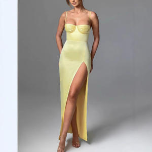 Nouvelles robes d'été pour femmes Streetwear Fashion Casual Slim Split Maxi Dresses Solid Sexy Lady Backless V-neck Sling Dress Clothing - Product Image 3