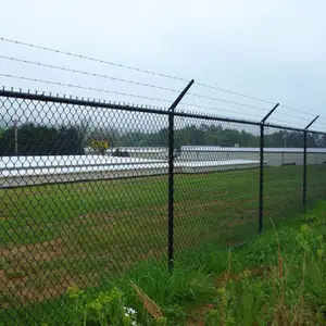 Heavy Duty Industry Cyclone Wire Nature PVC Chain Link Fence With Barbed Wire