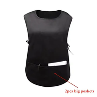 Tablier de travail noir imperméable pour infirmière, esthéticienne, coiffeur, cuisinier, coiffeur, noir, à bretelles