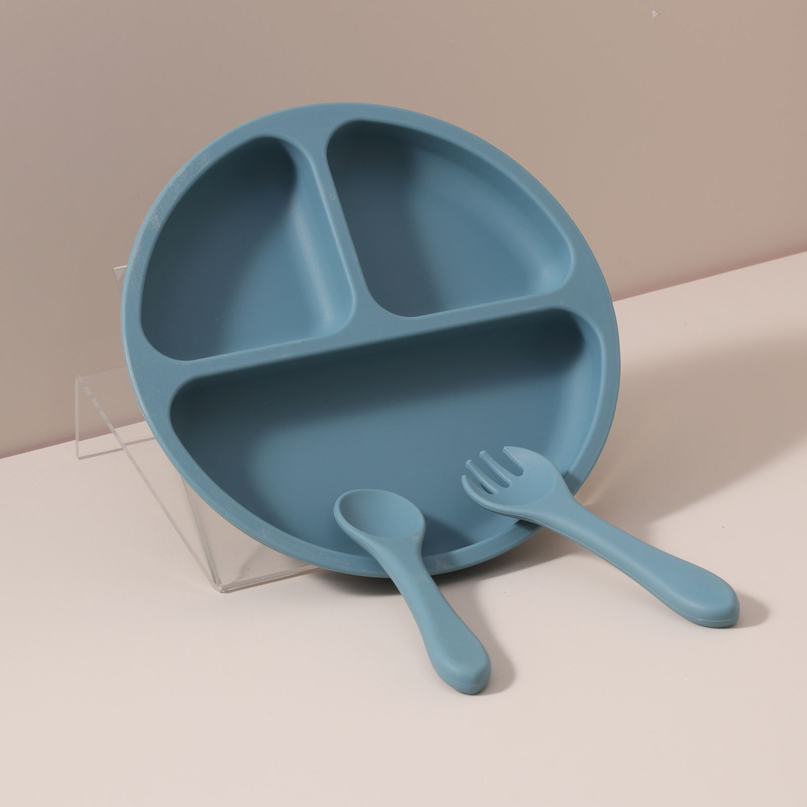 Plate with Spoon Frok Set | Smoky Blue