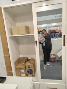 Armoire de chambre à coucher en acier armoire de <span class=keywords><strong>placard</strong></span> en acier almirah armoire à 2 portes coulissantes impression armoire en métal avec coffre-fort - Product Image 5