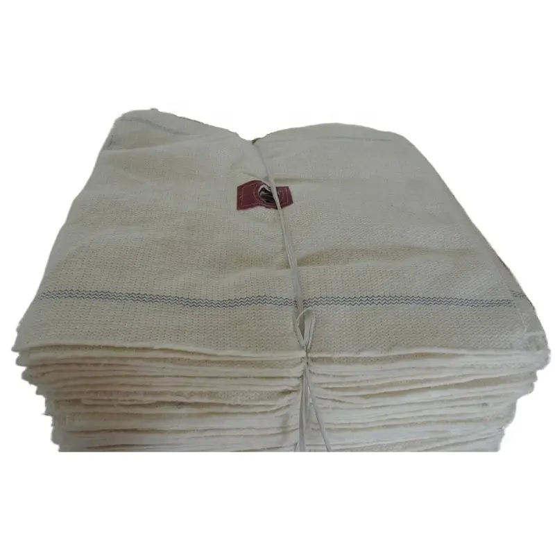 Stitch bonded white color 100% recycled cotton floor cleaning cloth with buttonhole
