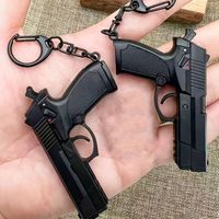 Llavero de Pistola de Plástico de 6.3cm, Mini Pistola de Policía QSZ, Modelo de Pistola en Forma de Llavero, Llavero de Plástico Negro Mate