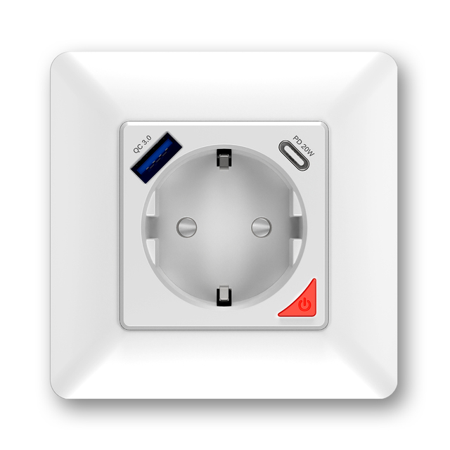 WiFi Smart Socket 16A EU Plug Outlet Timing Function Fast Charge USB Type-C Voice Control